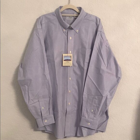 L.L. Bean Blue Casual Button Down Pocket Cotton Men’s Dress Shirt Size 17,5/35 - Picture 2 of 10